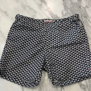 Orlebar Brown Navy and White Geometric Shorts